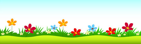 Tropical Flower Banner Illustration vectorのイラスト素材