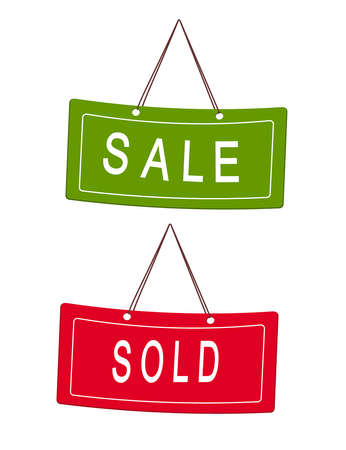 Sales tags vector Red and green hang tag, green and red hang tag isolated on white backgroundのイラスト素材