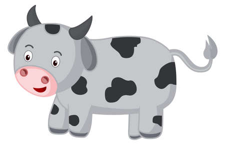 Cartoon cow vector illustration isolated on white backgroundのイラスト素材