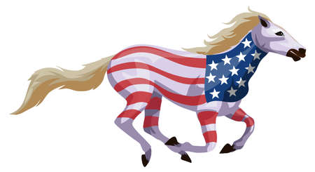 American patriots horse Running horse illustrationのイラスト素材