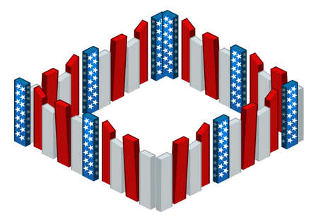 American flag fence vector isolatedのイラスト素材