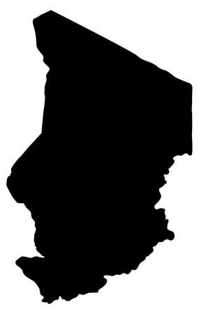 Chad map silhouette vector illustration isolated on white backgroundのイラスト素材