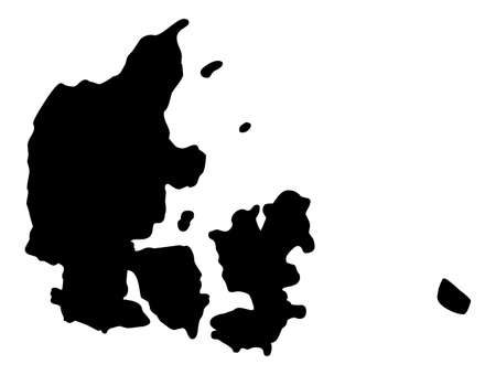 Denmark map silhouette vector isolated on white backgroundのイラスト素材