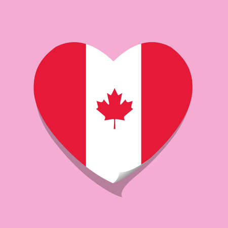I love Canada flag heart vector illustrationのイラスト素材