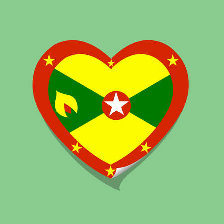 I love Grenada  flag heart vector illustrationのイラスト素材