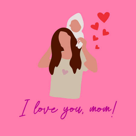Happy Mothers Day. Vector illustration with beautiful woman and childのイラスト素材