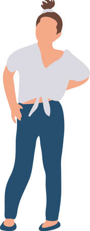 Cartoon character illustration of young woman. Flat avatar icon design isolated on white background.のイラスト素材