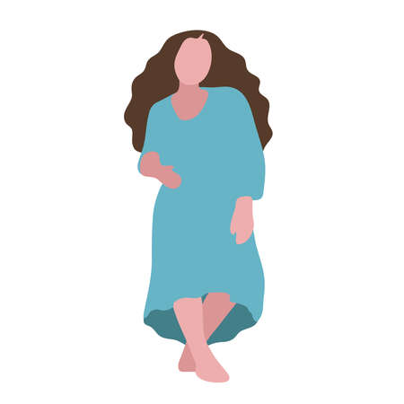 Cartoon character illustration of young woman. Flat avatar icon design isolated on white background.のイラスト素材