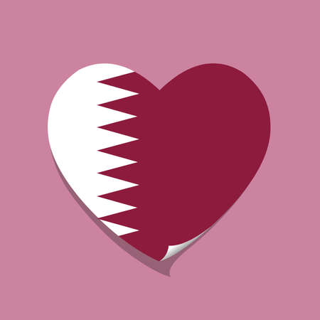 I love Qatar flag heart vector illustrationのイラスト素材