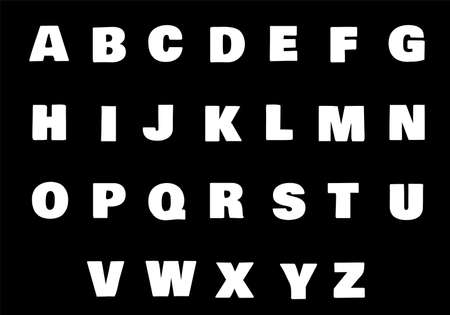 Alphabet set illustration white on black background vectorのイラスト素材