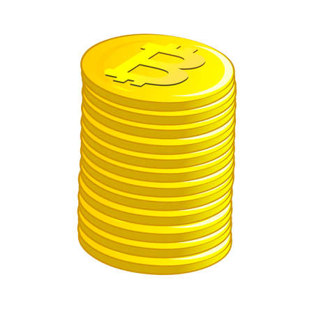Pile of bitcoins vector isolated on white backgroundのイラスト素材