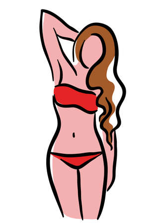 Young woman in bikini, hot and sexy girl illustration vector isolated on white backgroundのイラスト素材