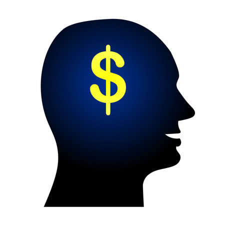 Money thought human head dillar symbol vector illustrationのイラスト素材