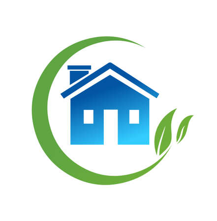 Home icon vector illustration, eco friendly buildingのイラスト素材