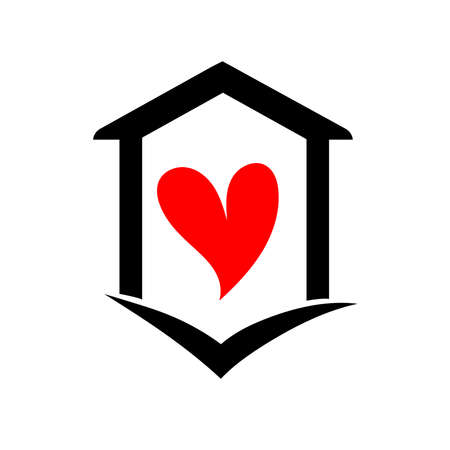 Home logo with hearts vector illustrationのイラスト素材