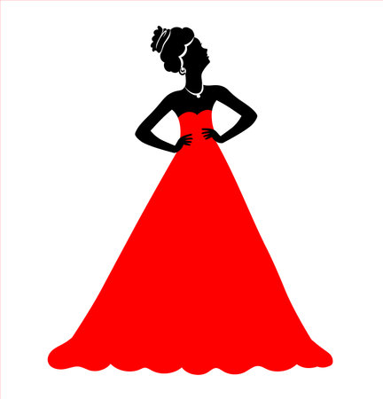Fashion model woman red costume vector isolatedのイラスト素材