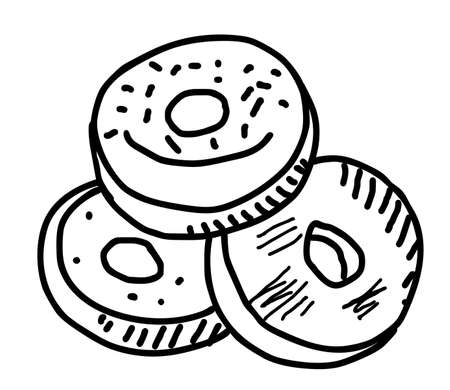 Donuts hand drawn illustration vector on white backgroundのイラスト素材