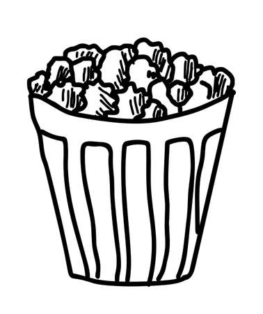 Popcorn hand drawn illustrtaion vector isolated on white backgroundのイラスト素材