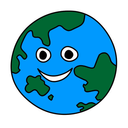 Cartoon earth vector isolated on white backgroundのイラスト素材