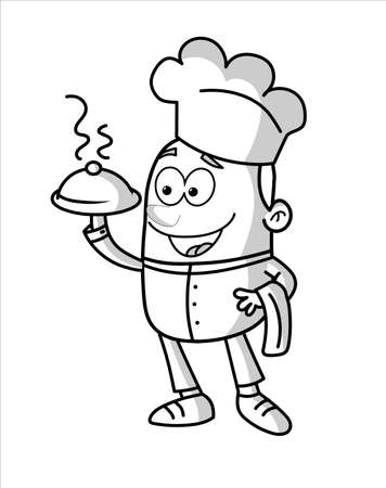 Chef stick figure cartoon vector illustrationのイラスト素材