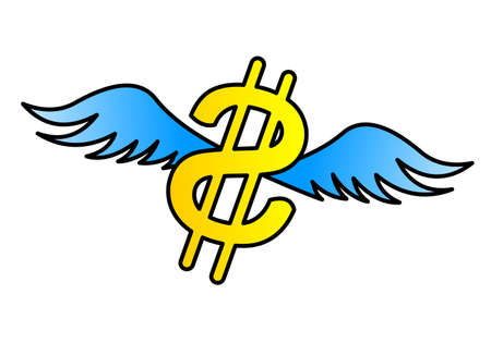 Flying dollar money concept vector illustration on white backgroundのイラスト素材