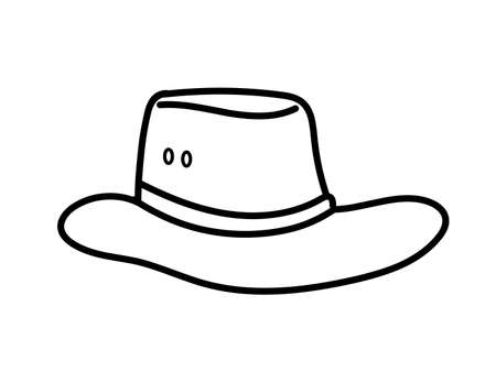 Cowboy hat vector black line drawingのイラスト素材