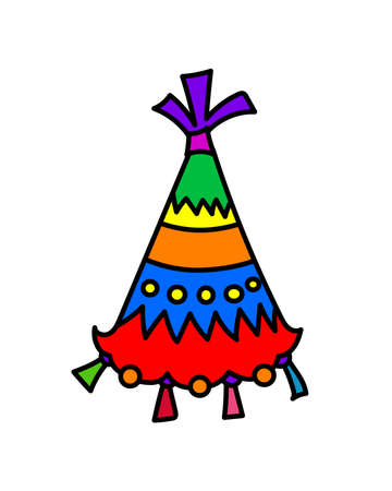 Party hat clipart vector illustration on white backgroundのイラスト素材