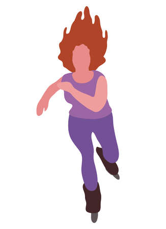 Woman fast skater on white background flat style illustrationのイラスト素材