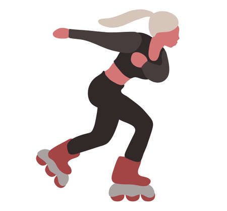 Girl skating isolated on white background vector illustrationのイラスト素材