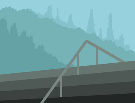 Steps Background Illustration with mountain trees flat style vectorのイラスト素材