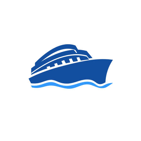 Ship and wave logo design stock illustration vectorのイラスト素材