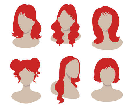 Beauty Women hair style icon, logo woman faceless stock illustration vectorのイラスト素材