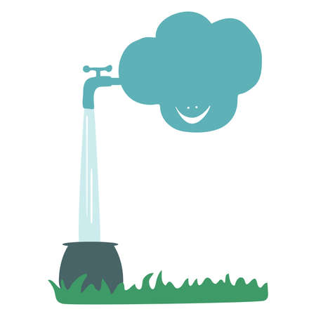 Cloud and Rain, Save water cartoon concept Illustration.のイラスト素材