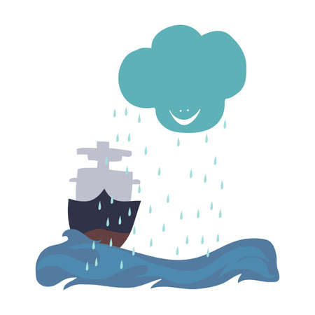 Rain in the Sea Illustration.のイラスト素材