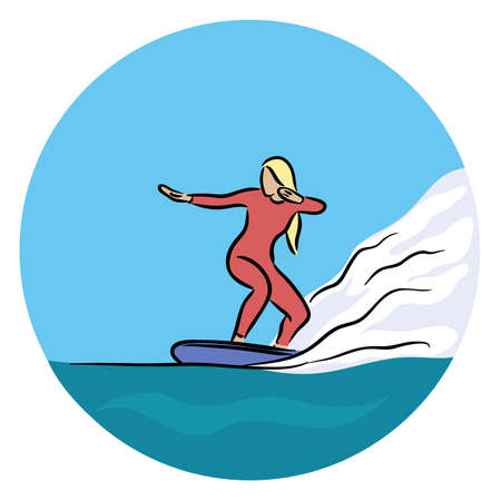 surfing girl Illustration.