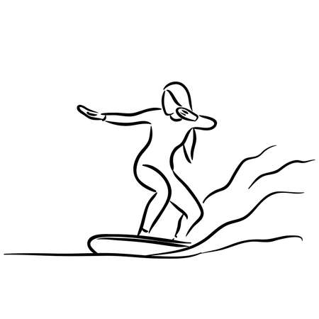 surfing girl Line artのイラスト素材