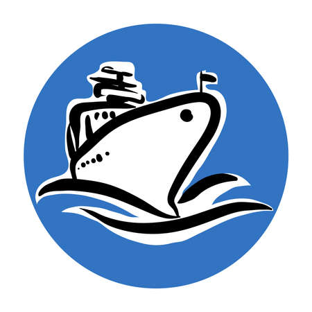 Ship logo Line artのイラスト素材