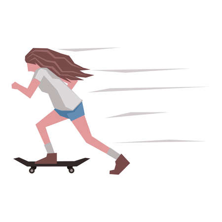 Young woman skating Illustrationのイラスト素材