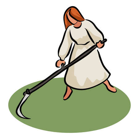 Young woman with scythe Clip artのイラスト素材
