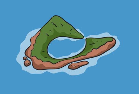 Aerial view of paradise island , vector illustration isolatedのイラスト素材