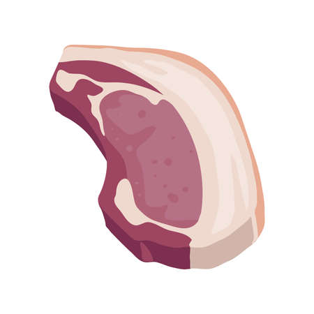Ham, pork, steak, bacon, beef for market, restaurant. Flat style isolatedのイラスト素材