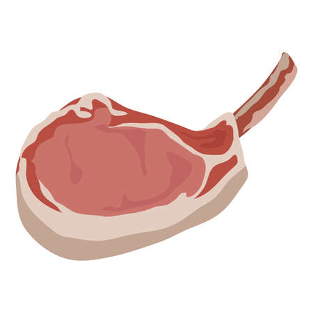 Ham, pork, steak, bacon, beef for market, restaurant. Flat style isolatedのイラスト素材