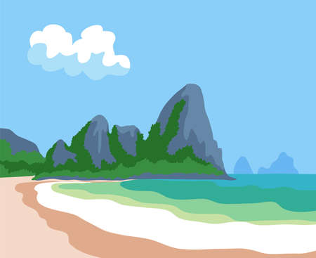 Thailand beach vector illustration backgroundのイラスト素材