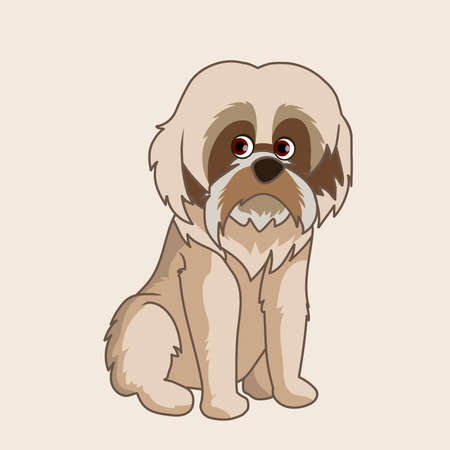 Shih Tzu cartoon illustration vectorのイラスト素材