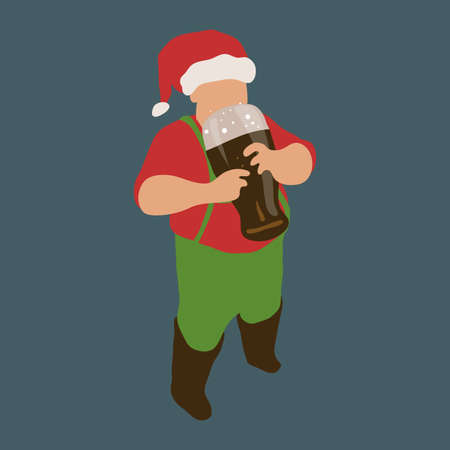 Christmas day Celebration having beer vector illustrationのイラスト素材