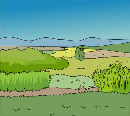 Famland Landscape Vector illustration isolatedのイラスト素材