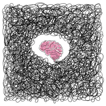 Disturbed Brain Vector Illustration Isolatedのイラスト素材