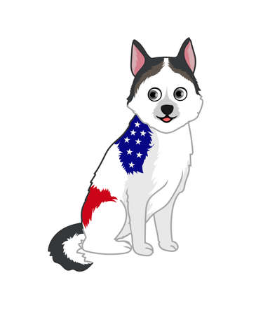 Patriotic Siberian husky illustartion vectorのイラスト素材