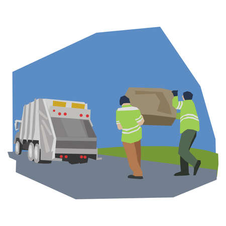 Workers loading garbage illustrationのイラスト素材