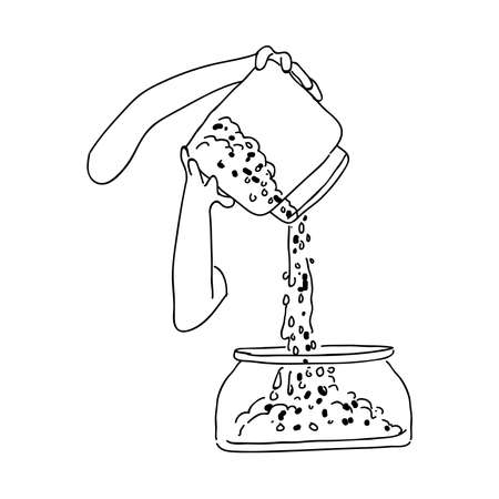 food filling to jar Line artのイラスト素材